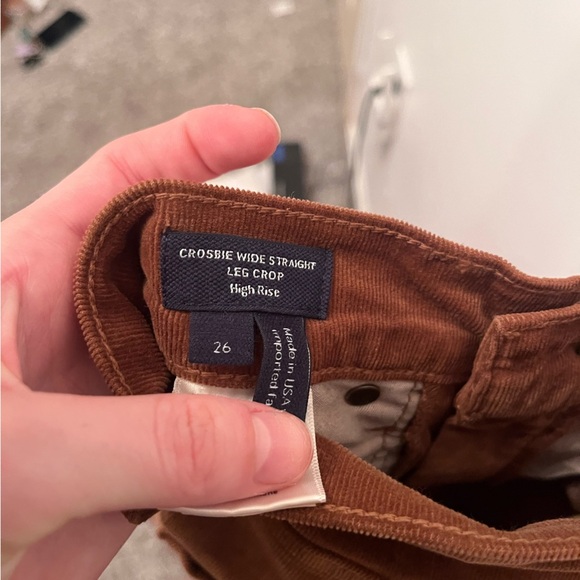 Veronica Beard Jeans Crosbie Wide Straight Leg Crop Corduroy Brown Waist 26 - Picture 4 of 5